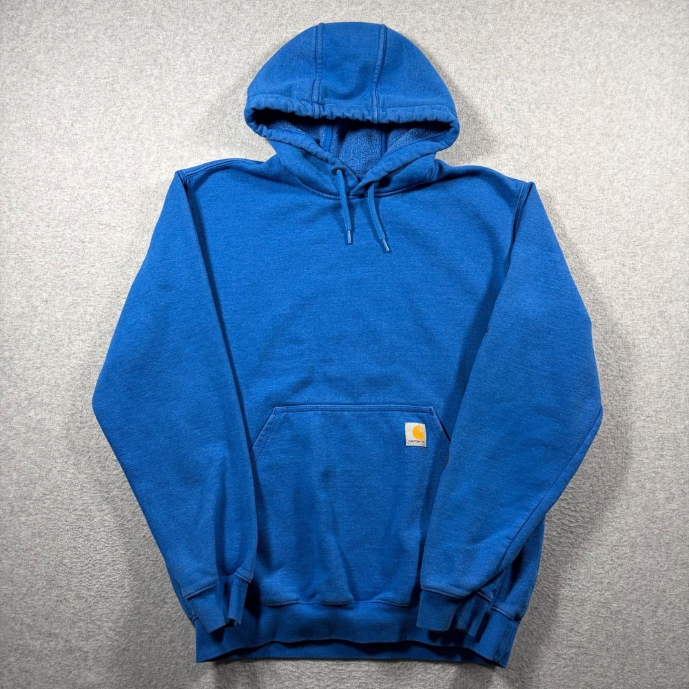 Carhartt Hoodie Mens Medium Blue Loose Fit Sleeve Logo Pullover Workwear K288
